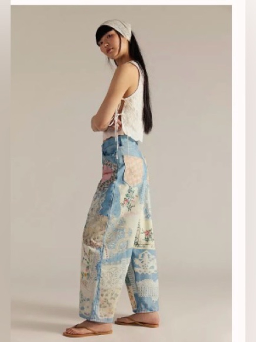 FREE PEOPLE We The Free Illusions Printed Relaxed Jeans size 24 - Picture 3 of 15